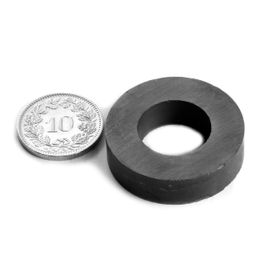 FE-R-30-16-08 Ring magnet Ø 30/16 mm, height 8 mm, holds approx. 1.6 kg, ferrite, Y35, no coating