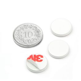 PAS-13-W Metalen schijfje zelfklevend wit Ø 13 mm, als tegenstuk voor magneten, geen magneet!