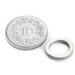 R-12-09-1.5-N, Ringmagnet Ø 12/9 mm, Höhe 1.5 mm, Neodym, N45, vernickelt