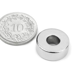 R-15-06-06-N, Anneau magnétique Ø 15/6 mm, hauteur 6 mm, néodyme, N42, nickelé