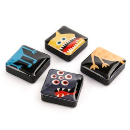 SALE-053/monsters, Icons Monster, Dekomagnete quadratisch, 4er-Set, Monster