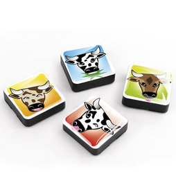 SALE-053/mooh, Icons Kühe, Dekomagnete quadratisch, 4er-Set, Kühe