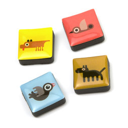SALE-053/animals, Icons Tiere, Dekomagnete quadratisch, 4er-Set, Tiere
