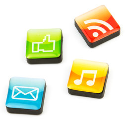 SALE-053/apps, Icons Apps, Dekomagnete quadratisch, 4er-Set, Apps