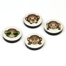 LIV-82/monkeys, Emoji 'Apen', decomagneten met symbolen, set van 4