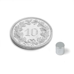 S-04-05-Z, Staafmagneet Ø 4 mm, hoogte 5 mm, neodymium, N45, verzinkt