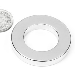 R-40-23-06-N, Ringmagnet Ø 40/23 mm, Höhe 6 mm, Neodym, N42, vernickelt