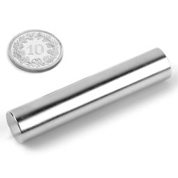 S-12-60-N, Staafmagneet Ø 12 mm, hoogte 60 mm, neodymium, N38, vernikkeld