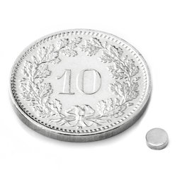 S-03-01-N, Disque magnétique Ø 3 mm, hauteur 1 mm, néodyme, N48, nickelé