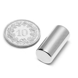 S-10-20-N, Staafmagneet Ø 10 mm, hoogte 20 mm, neodymium, N45, vernikkeld