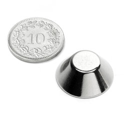 CN-20-10-08-N, Konische magneet Ø 20/10 mm, hoogte 8 mm, neodymium, N38, vernikkeld