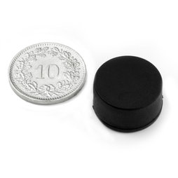 S-15-08-R, Disque magnétique Ø 16.8 mm, Hauteur 9.4 mm, néodyme, N42, caoutchouté