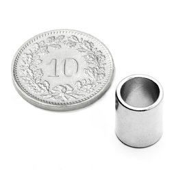 R-09-07-11-N, Ringmagnet Ø 9/7 mm, Höhe 11 mm, Neodym, N50, vernickelt