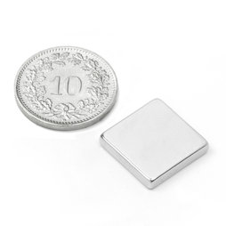Q-15-15-03-N, Quadermagnet 15 x 15 x 3 mm, Neodym, N45, vernickelt