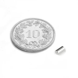 S-02-04-N, Stabmagnet Ø 2 mm, Höhe 4 mm, Neodym, N45, vernickelt