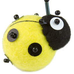 LIV-83/yellow, Lieveheersbeestjes, vilten koelkastmagneet, met glazen kraaltjes, geel