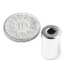 R-10-04-15-N, Ringmagneet Ø 10/4 mm, hoogte 15 mm, neodymium, N42, vernikkeld