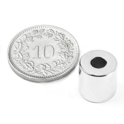 R-10-04-10-N, Anneau magnétique Ø 10/4 mm, hauteur 10 mm, néodyme, N42, nickelé