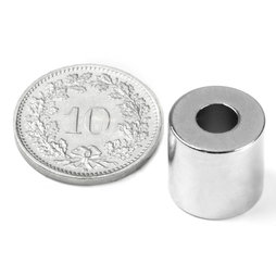 R-12-05-12-N, Ringmagnet Ø 12/5 mm, Höhe 12 mm, Neodym, N42, vernickelt