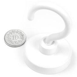 FTNW-40, Hakenmagnet weiss, Ø 40.3 mm, pulverbeschichtet, Gewinde M6