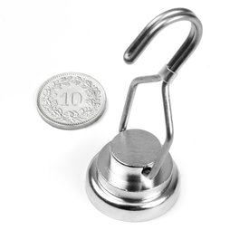 FTNT-25, Topfmagnet mit drehbarem Haken, Ø 25 mm, Haftkraft ca. 20 kg