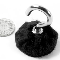 M-HOOK-32/black, Hakenset met bescherming tegen krassen, sokkel met vilt omvat, zwart