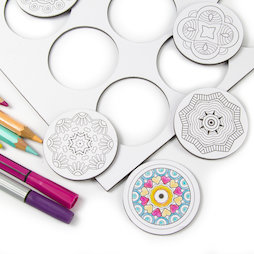 LIV-108, Mandala, Kühlschrankmagnete zum Bemalen, rund, 9er-Set