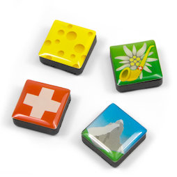 SALE-053/swiss, Icons Schweiz, Dekomagnete quadratisch, 4er-Set, Schweiz