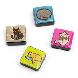 SALE-053/cats, Icons Katzen, Dekomagnete quadratisch, 4er-Set, Katzen
