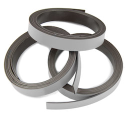 MT-10/silver, Zilverkleurig magneetband 10 mm, om zelf te beschrijven en op maat te knippen, rollen à 1 m