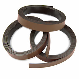 MT-10/brown, Gekleurd magneetband 10 mm, om zelf te beschrijven en op maat te knippen, rollen à 1 m, bruin