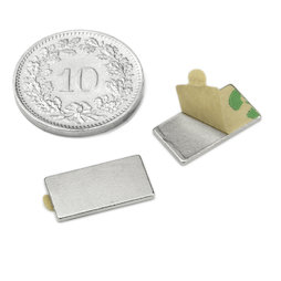 Q-15-08-01-STIC, Quadermagnet (selbstklebend) 15 x 8 x 1 mm, Neodym, N35, vernickelt