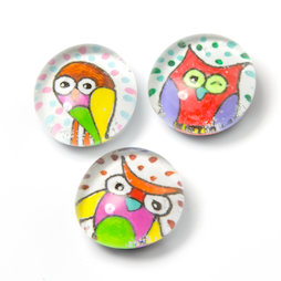 LIV-120/owl, Kulttiere, handgemachte Kühlschrankmagnete, 3er-Set, Eule
