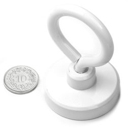OTNW-40, Topfmagnet mit Öse weiss, Ø 40.3 mm, pulverbeschichtet, Gewinde M6