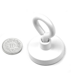 OTNW-32, Potmagneet met ring wit, Ø 32.3 mm, met witte poedercoating, schroefdraad M5
