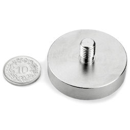 GTN-40, Topfmagnet mit Gewindezapfen, Ø 40 mm, Gewinde M8, Haftkraft ca. 45 kg