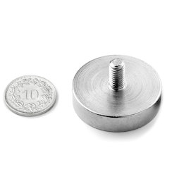 GTN-32, Potmagneet met draadstift, Ø 32 mm, Schroef-draad M6, houdkracht ca. 39 kg