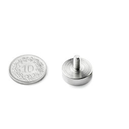 GTN-16, Topfmagnet mit Gewindezapfen, Ø 16 mm, Gewinde M4, Haftkraft ca. 8 kg