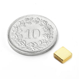 Q-05-05-02-G, Blokmagneet 5 x 5 x 2 mm, neodymium, N45, verguld
