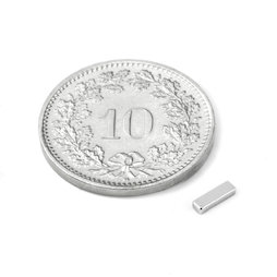 Q-05-1.5-01-N, Blokmagneet 5 x 1.5 x 1 mm, neodymium, N45, vernikkeld