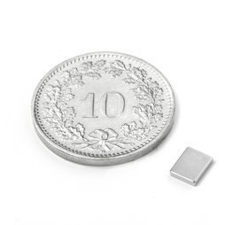 Q-05-04-01-N, Parallélépipède magnétique 5 x 4 x 1 mm, néodyme, N50, nickelé