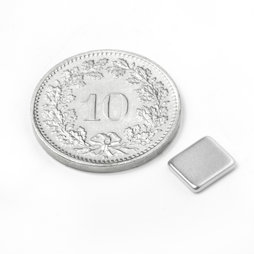 Q-07-06-1.2-N, Quadermagnet 7 x 6 x 1.2 mm, Neodym, N50, vernickelt