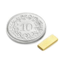 Q-10-04-01-G, Parallélépipède magnétique 10 x 4 x 1 mm, néodyme, N50, doré
