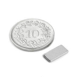 Q-10-05-01-N, Quadermagnet 10 x 5 x 1 mm, Neodym, N50, vernickelt
