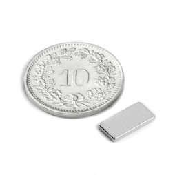 Q-10-05-1.2-N, Quadermagnet 10 x 5 x 1.2 mm, Neodym, N50, vernickelt
