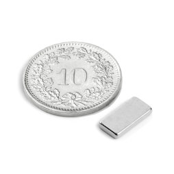 Q-10-05-1.5-N, Blokmagneet 10 x 5 x 1.5 mm, neodymium, N50, vernikkeld
