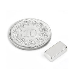 Q-10-05-03-N, Quadermagnet 10 x 5 x 3 mm, Neodym, N45, vernickelt