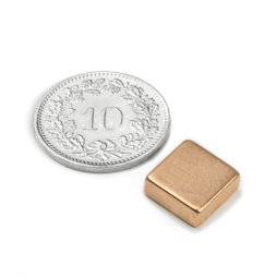 Q-10-10-04-K, Bloque magnético 10 x 10 x 4 mm, neodimio, N40, cobreado