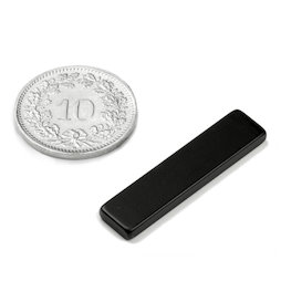 Q-30-07-2.5-HE, Quadermagnet 30 x 7 x 2.5 mm, Neodym, 38H, Epoxidharz-beschichtet
