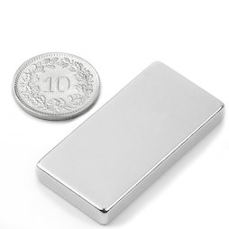 Q-40-20-05-N, Quadermagnet 40 x 20 x 5 mm, Neodym, N42, vernickelt